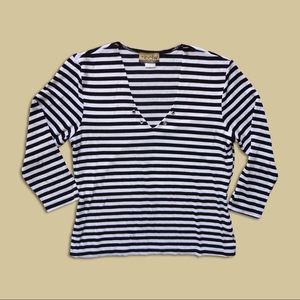 CDW Creative Design Works Striped V-Neck Top